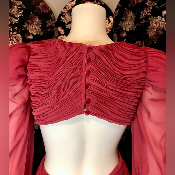 NWT ASOS Luxe Blush Red Ruched Open Back Cocktail Dress Size 2 - Picture 5 of 9